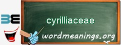 WordMeaning blackboard for cyrilliaceae